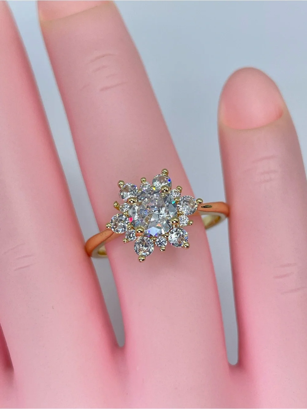 Swarovski Crystal Elements White Swarovski Elements Floral Halo Ring Size 8